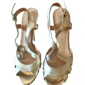 GUESS open toe gold heels Size 8